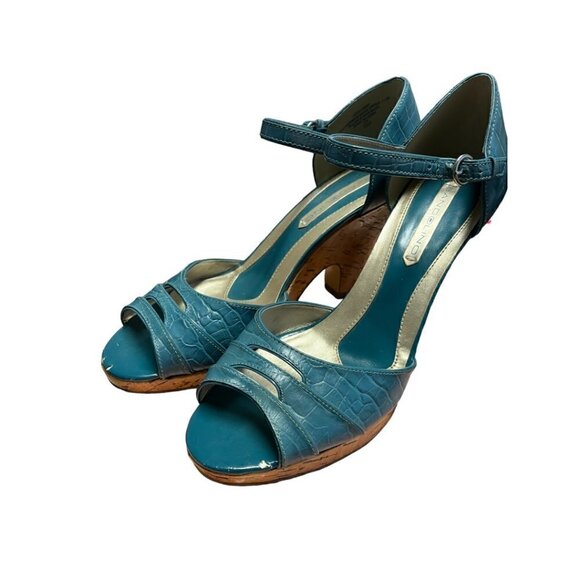 Bandolino Open Toe Wedge Platform Sandal Size 9M Turquoise - Picture 6 of 9